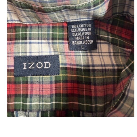 Izod Men’s Plaid Cotton Button-Down Shirt Size Large - Picture 4 of 7